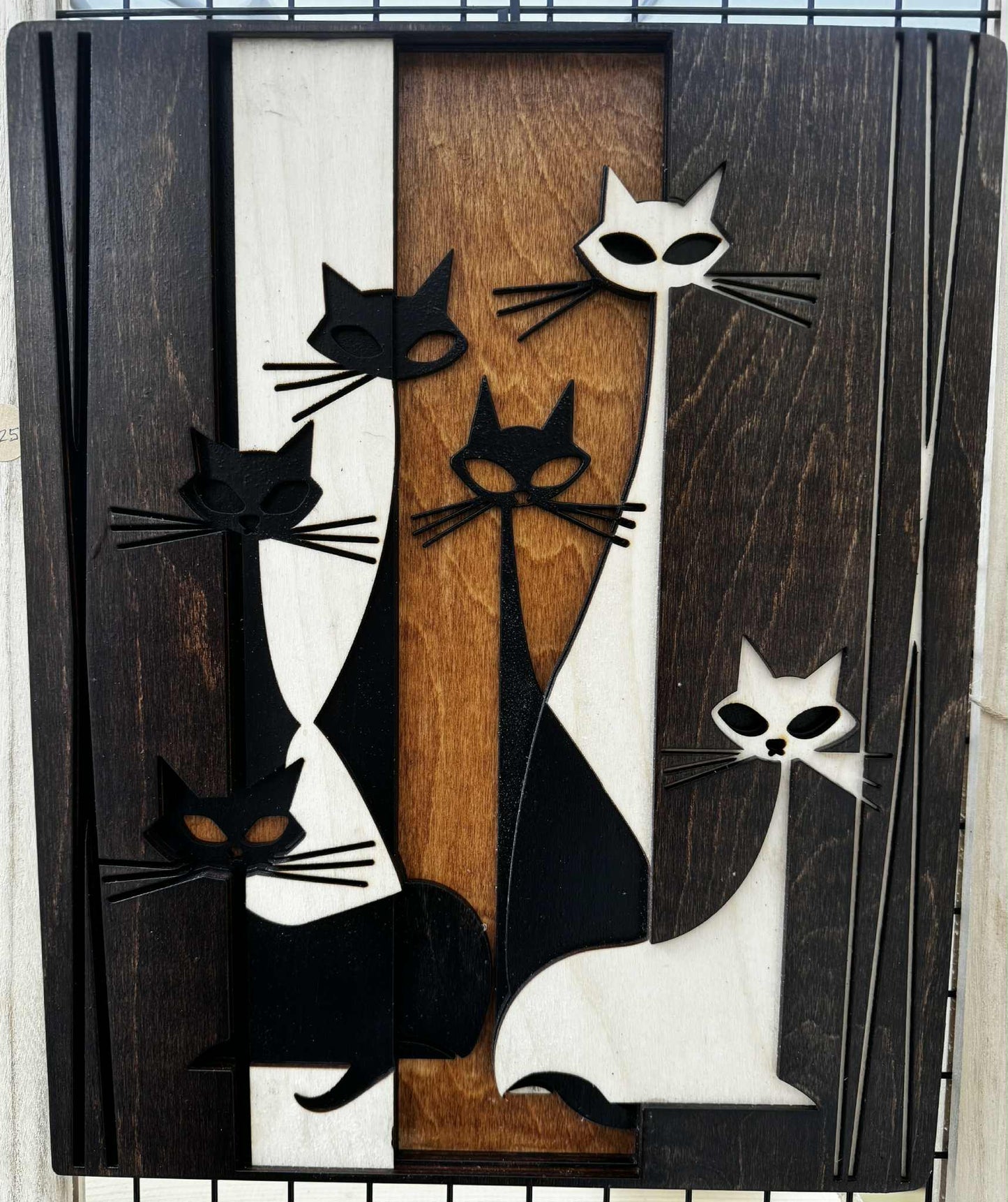 Mid Century Modern Cats, Layered Wood Art